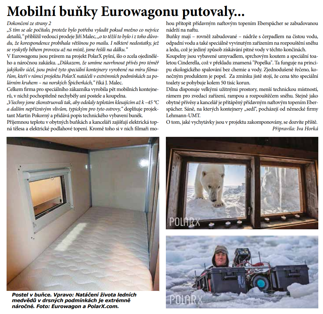 Přívěsy od firmy Eurowagon za polárním kruhem v projektu PolarX - 3. část
